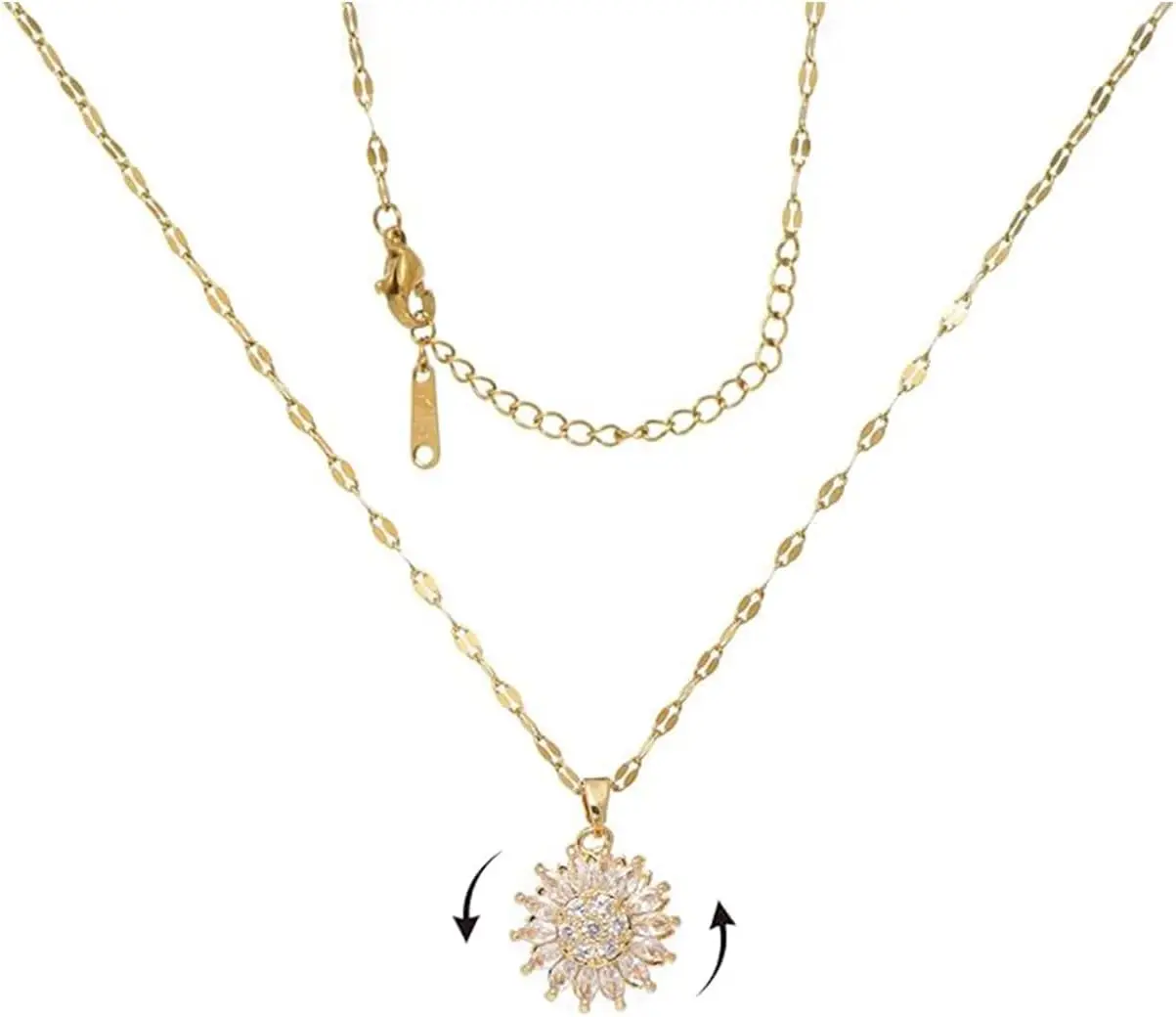 Sunflower Fidget Necklace for Women Gold Crescent Moon Rotating Heart Necklace Spinning Crystal Anxiety Necklace Jewelry
Sunflower Fidget Necklace for Women Gold Crescent Moon Rotating Heart Necklace Spinning Crystal Anxiety Necklace Jewelry