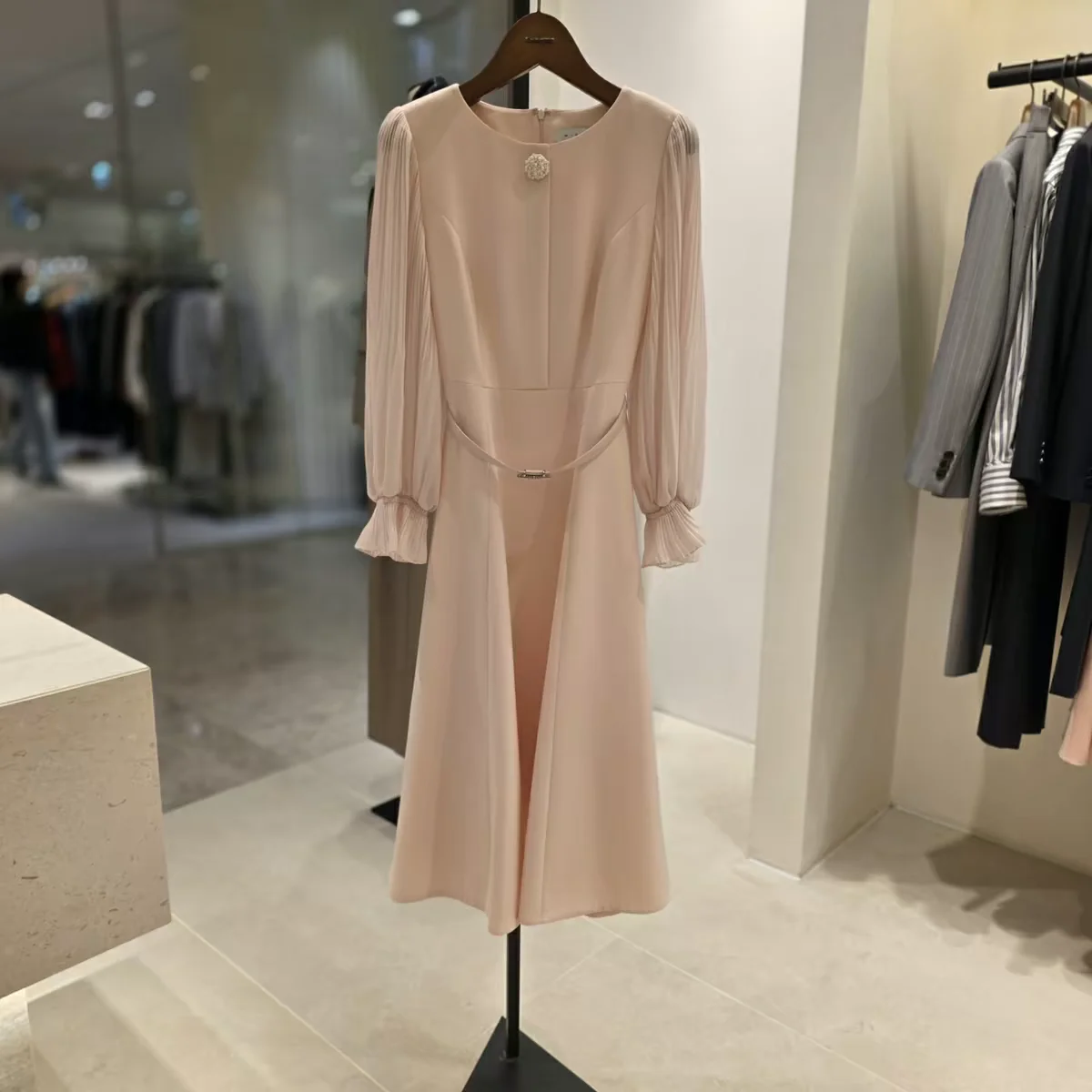 Elegant A-Line Dress with Pleats And Bubble Sleeves for Women Slimming Design Spring Fashion Set Long Sleeve round Neck
Elegant A-Line Dress with Pleats And Bubble Sleeves for Women Slimming Design Spring Fashion Set Long Sleeve round Neck