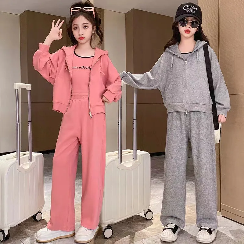 3pc 2024 autumn winter Girls Teenager tracksuit zipper Coats pink Jacket hooded + loose sport pants child set 6 7 8 9 10 11 year
3pc 2024 autumn winter Girls Teenager tracksuit zipper Coats pink Jacket hooded + loose sport pants child set 6 7 8 9 10 11 year