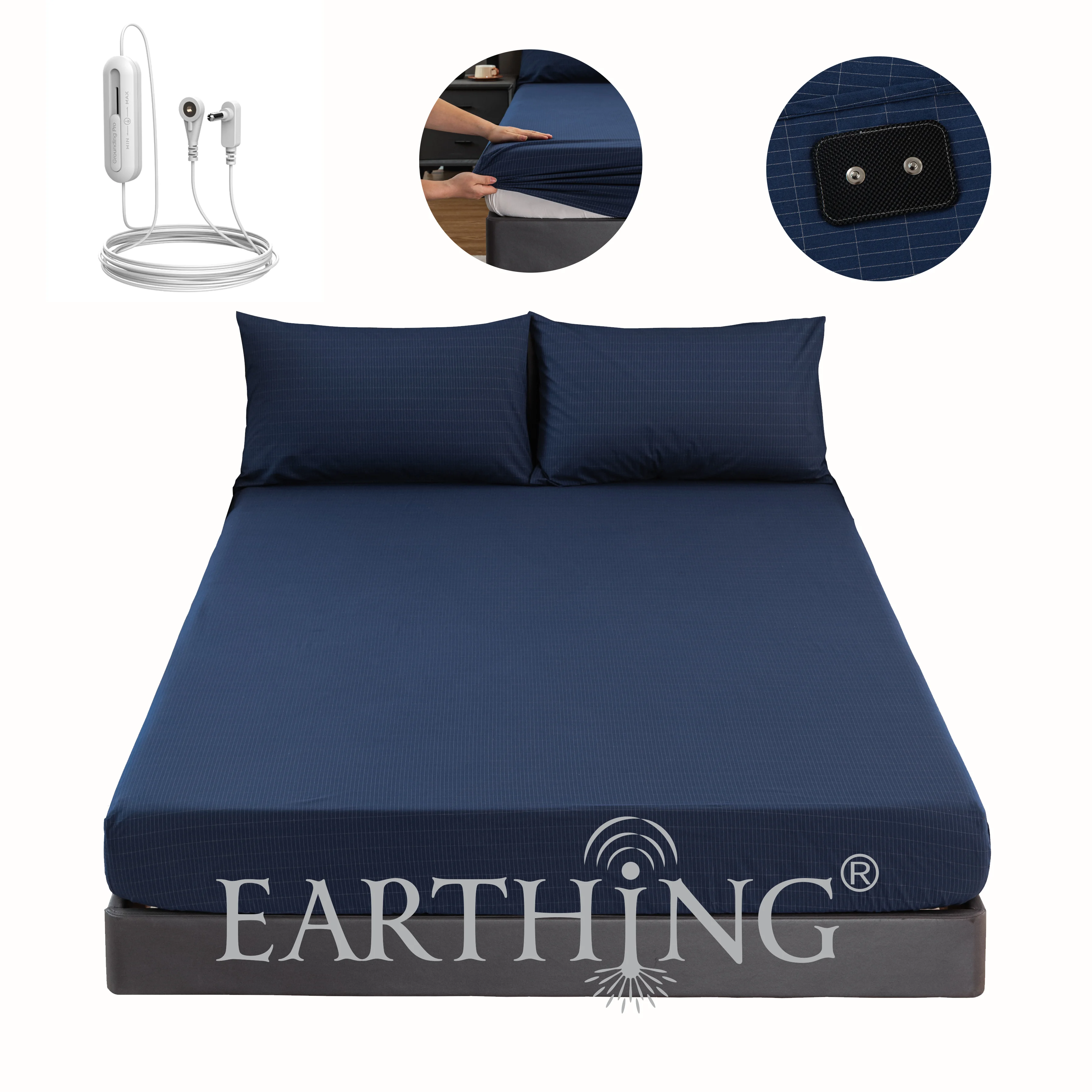 Earthing Fitted Sheet Deep Pocket 15 inch comfy breathable EMF protection anti-static nature wellness navy-BLUE Hot Sale
Earthing Fitted Sheet Deep Pocket 15 inch comfy breathable EMF protection anti-static nature wellness navy-BLUE Hot Sale