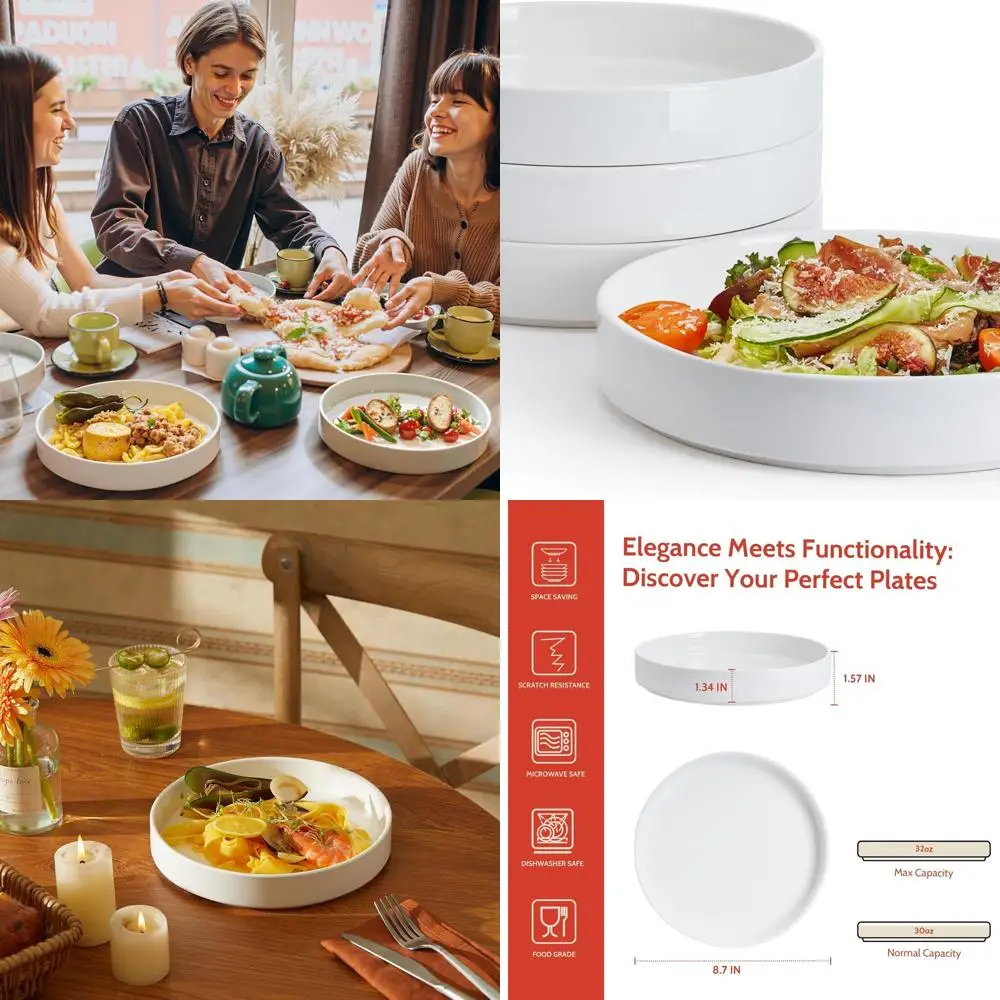 Set of 4, 32 Oz Large Stackable Pasta & Salad Bowls, Dinner, Salad, Dessert, Microwave & Dishwasher Safe, White
Set of 4, 32 Oz Large Stackable Pasta & Salad Bowls, Dinner, Salad, Dessert, Microwave & Dishwasher Safe, White