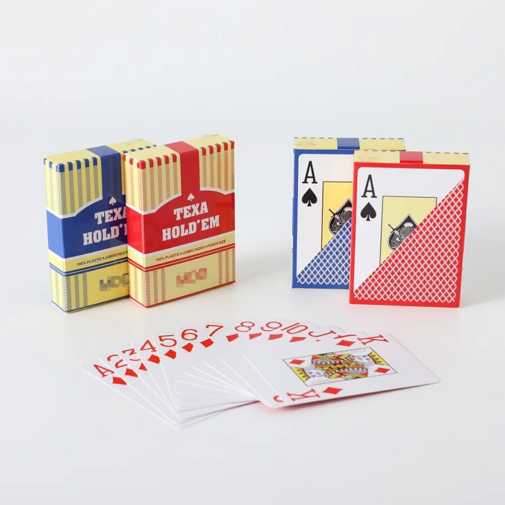 Гибкие водонепроницаемые игральные карты из ПВХ с гладкой поверхностью и крупным шрифтом для покера Техас Холдем и всех видов покерных игр
Гибкие водонепроницаемые игральные карты из ПВХ с гладкой поверхностью и крупным шрифтом для покера Техас Холдем и всех видов покерных игр