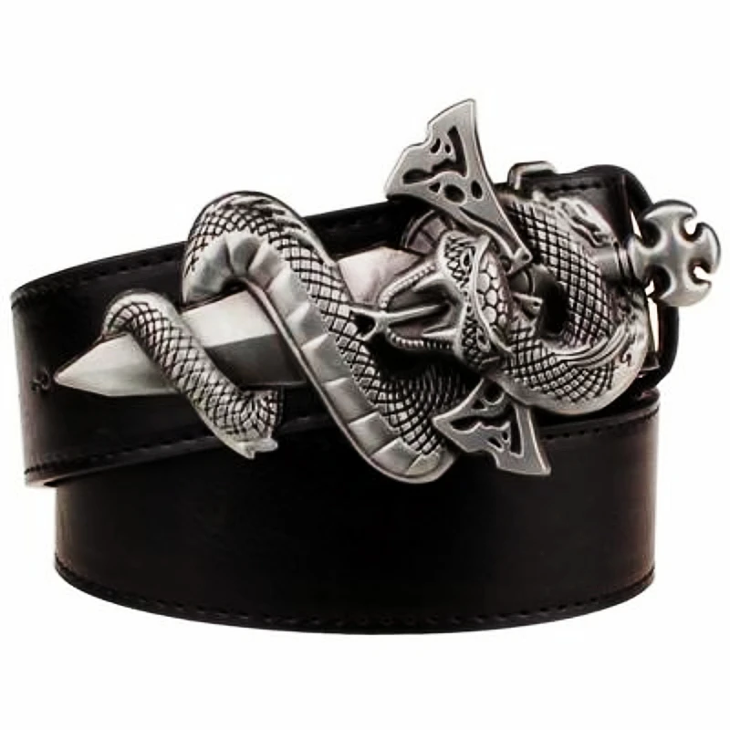 Silver Sword Serpent Leather Belt Knife Snake Totem Metal Buckle Wild Street Dance Hip Hop Costume Gift For Men
Silver Sword Serpent Leather Belt Knife Snake Totem Metal Buckle Wild Street Dance Hip Hop Costume Gift For Men