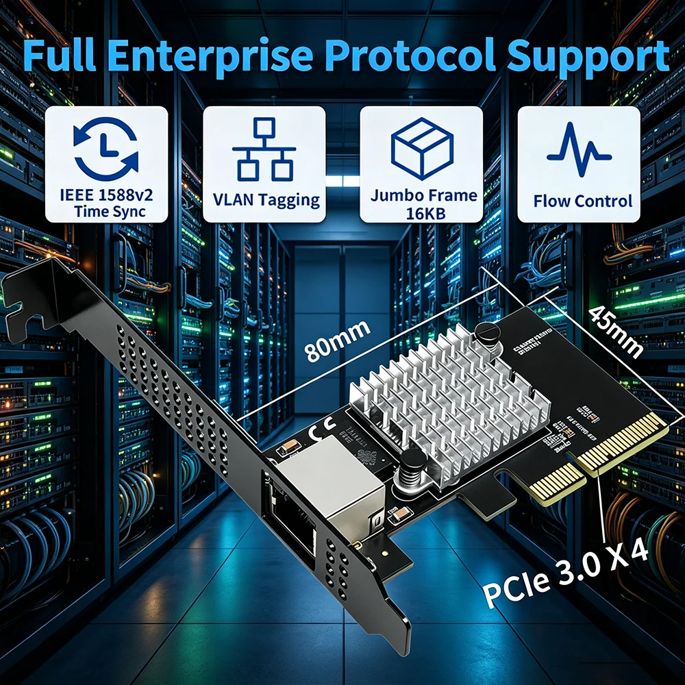 Lekuo PCIe 4.0 x1 to 10G Ethernet Network Card 1-Port 10Gbps RJ45 LAN Adapter Realtek 8127 PXE Multi-Gigabit High-Speed
Lekuo PCIe 4.0 x1 to 10G Ethernet Network Card 1-Port 10Gbps RJ45 LAN Adapter Realtek 8127 PXE Multi-Gigabit High-Speed