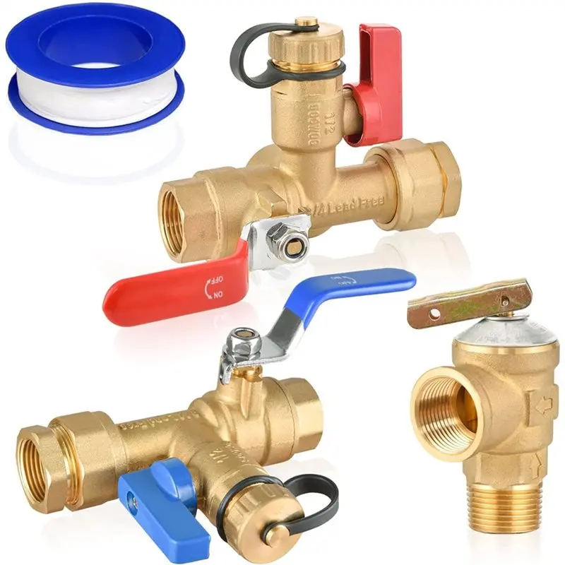A84X-Brass Isolator Tankless Water Heater 3/4" IPS Service Valve Kit,With Pressure Relief Valve, Clean Design Construction
A84X-Brass Isolator Tankless Water Heater 3/4" IPS Service Valve Kit,With Pressure Relief Valve, Clean Design Construction