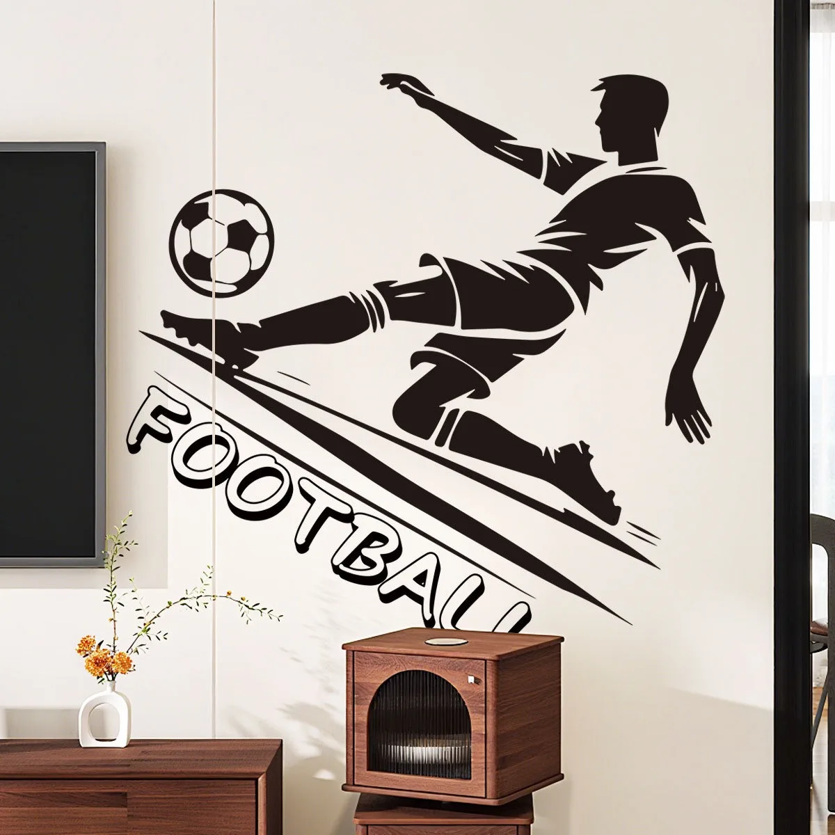 Football Player Shooting Silhouette Letter Pattern Wall Sticker Sport Style Decoration for Boys Bedroom Living Game Room Decor
Football Player Shooting Silhouette Letter Pattern Wall Sticker Sport Style Decoration for Boys Bedroom Living Game Room Decor