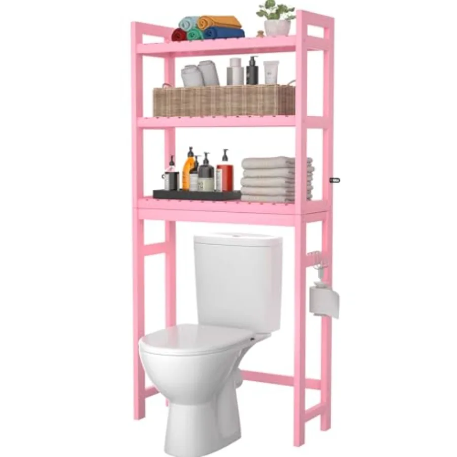 Bamboo Over The Toilet Storage Shelves, 3-Tier Above Toilet Storage Organizer Rack with 3 Hooks, Freestanding Bathroom Tower Sh
Bamboo Over The Toilet Storage Shelves, 3-Tier Above Toilet Storage Organizer Rack with 3 Hooks, Freestanding Bathroom Tower Sh