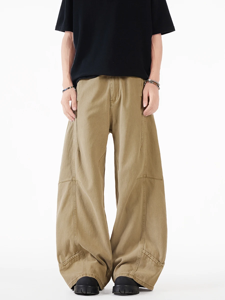 Summer Khaki Splice Knife Jeans Men Women Design Sensation Wide Leg Pants American Retro Draped Straight Leg Trousers
Summer Khaki Splice Knife Jeans Men Women Design Sensation Wide Leg Pants American Retro Draped Straight Leg Trousers