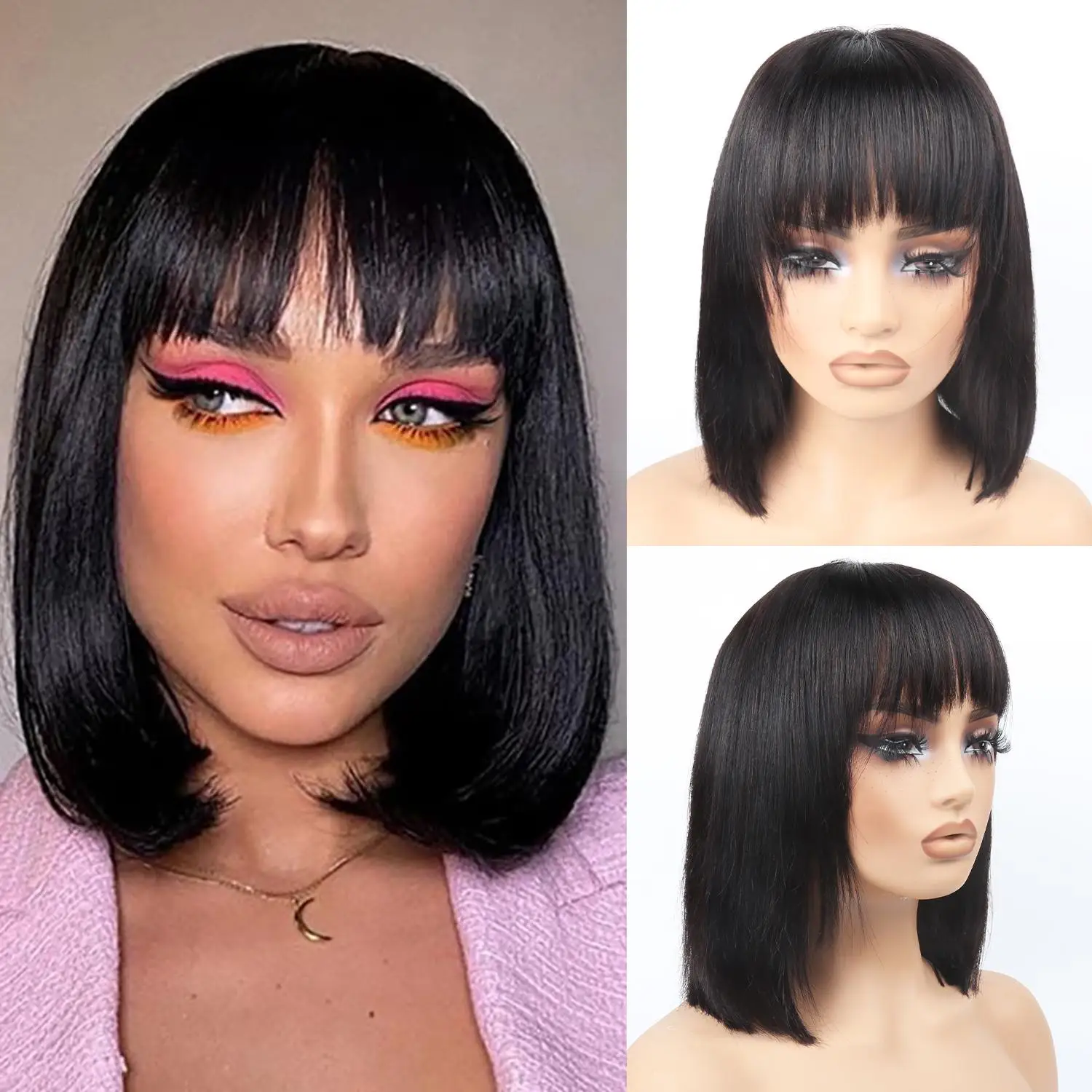 4x4 Bob Lace Front Wig Human Hair Blunt Cut 12 Inch Straight Lace Closure Wigs Human Hair Short Bob Wig with Bang
4x4 Bob Lace Front Wig Human Hair Blunt Cut 12 Inch Straight Lace Closure Wigs Human Hair Short Bob Wig with Bang