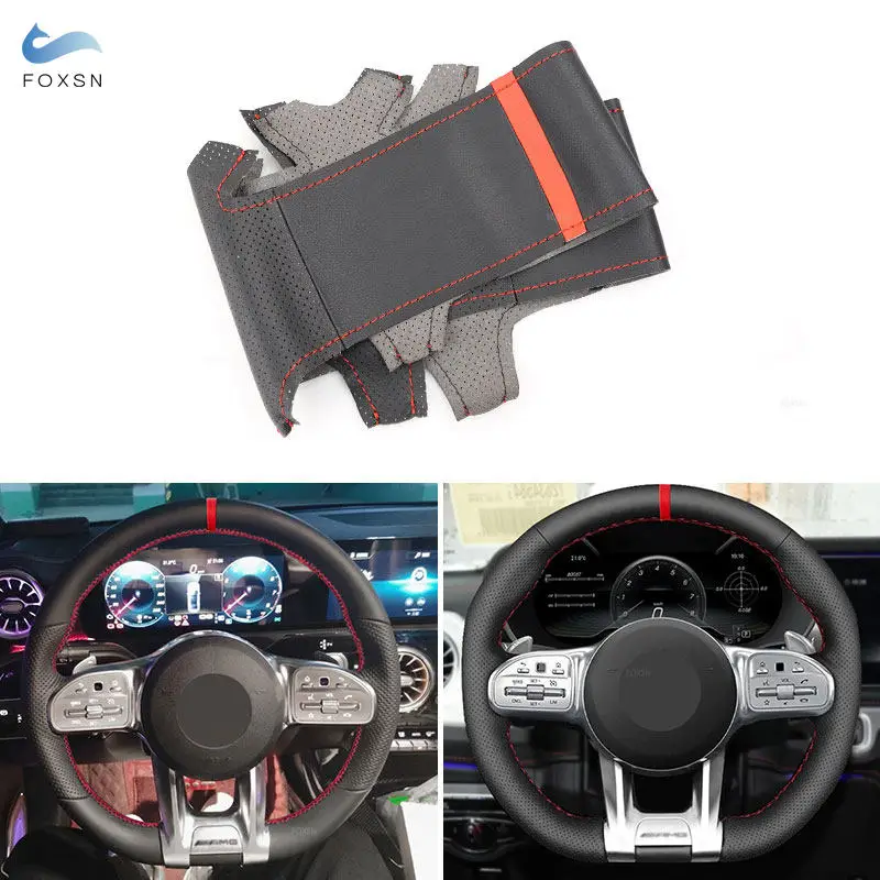 Автомобильный чехол на руль с кожаной отделкой для Mercedes Benz CLA 35 A45 E63 AMG GT C190 R190 W177 W205 W213 GLC 43 X253 GLE 53 W167 
Автомобильный чехол на руль с кожаной отделкой для Mercedes Benz CLA 35 A45 E63 AMG GT C190 R190 W177 W205 W213 GLC 43 X253 GLE 53 W167