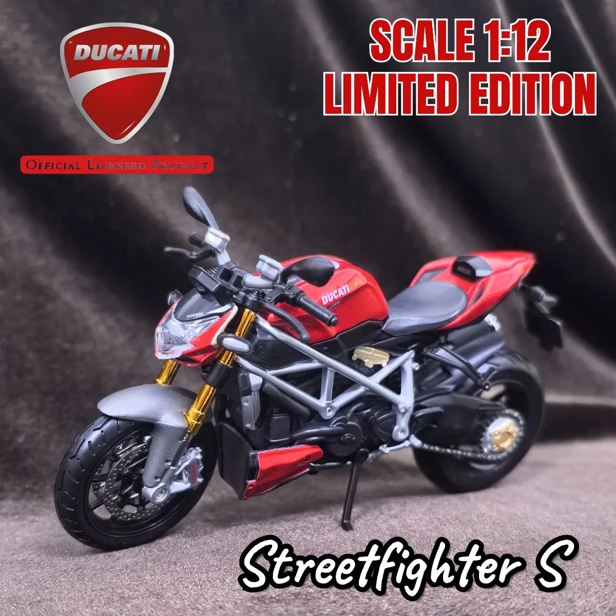 Лимитированная масштаб 1:12 Ducati Mod Streetfighter S, мини-модель мотоцикла, реплика автомобиля, миниатюрная фигурка, детский рождественский подарок, игрушка
Лимитированная масштаб 1:12 Ducati Mod Streetfighter S, мини-модель мотоцикла, реплика автомобиля, миниатюрная фигурка, детский рождественский подарок, игрушка