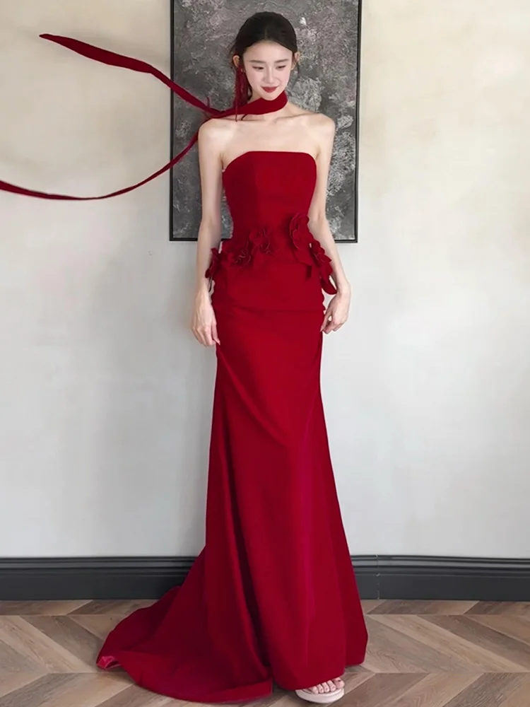 Ele Red Fi Tail Wedding Dr for Bride Champagne Toasting Ceremony Engagement Par High Waist Princ Sle Long Gown
Ele Red Fi Tail Wedding Dr for Bride Champagne Toasting Ceremony Engagement Par High Waist Princ Sle Long Gown