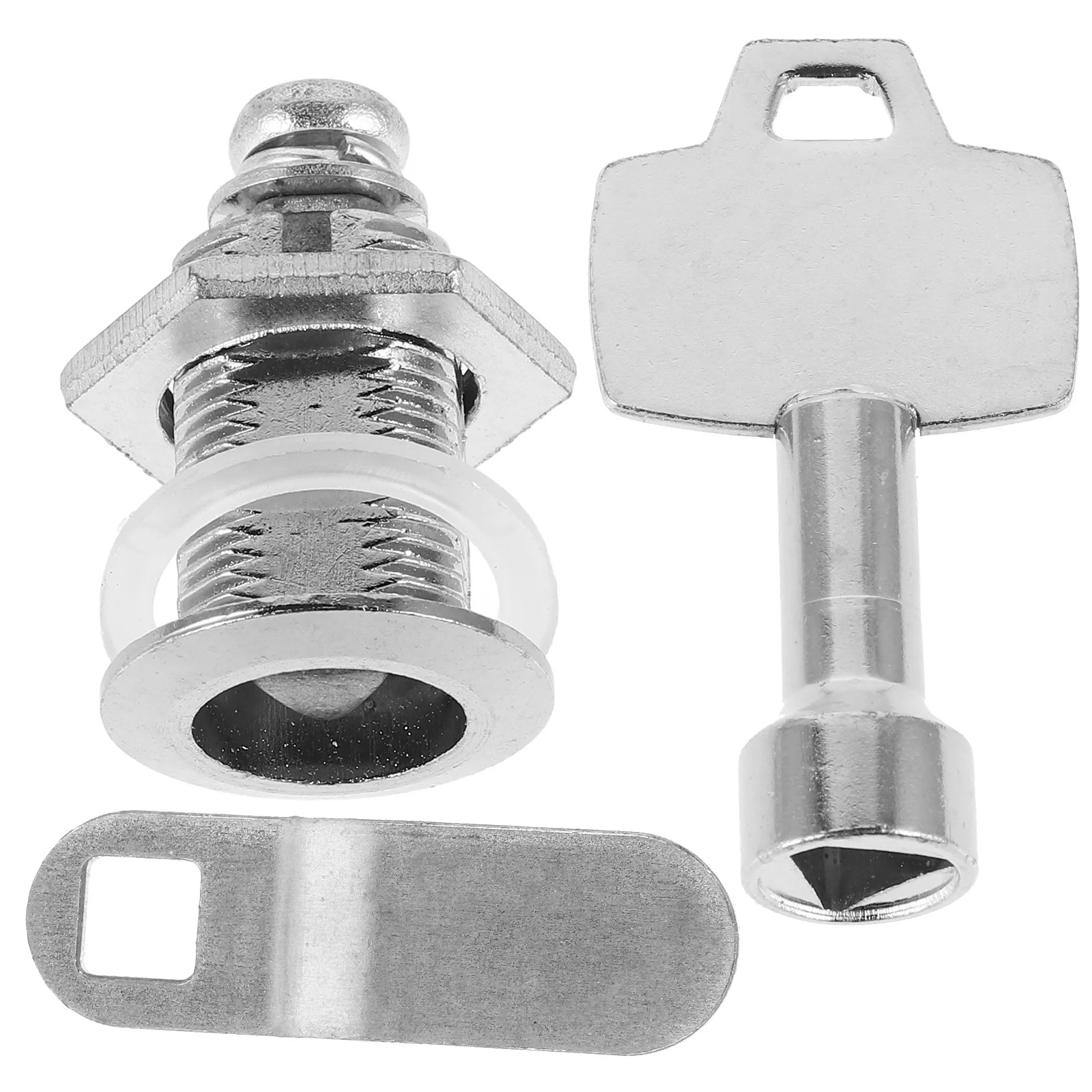 1 set Trash Can Lock Key Iron Material Safety Reliable Lid Mounted Residential Bin Outdoor Garbage Accessory Triangle Slot Lock
1 set Trash Can Lock Key Iron Material Safety Reliable Lid Mounted Residential Bin Outdoor Garbage Accessory Triangle Slot Lock