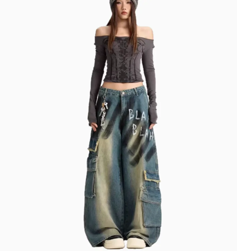 Doodle-style Loose-fitting Wide-leg Jeans For Women Retro Style Comfortable And Slimming Fashionable Work Pants
Doodle-style Loose-fitting Wide-leg Jeans For Women Retro Style Comfortable And Slimming Fashionable Work Pants