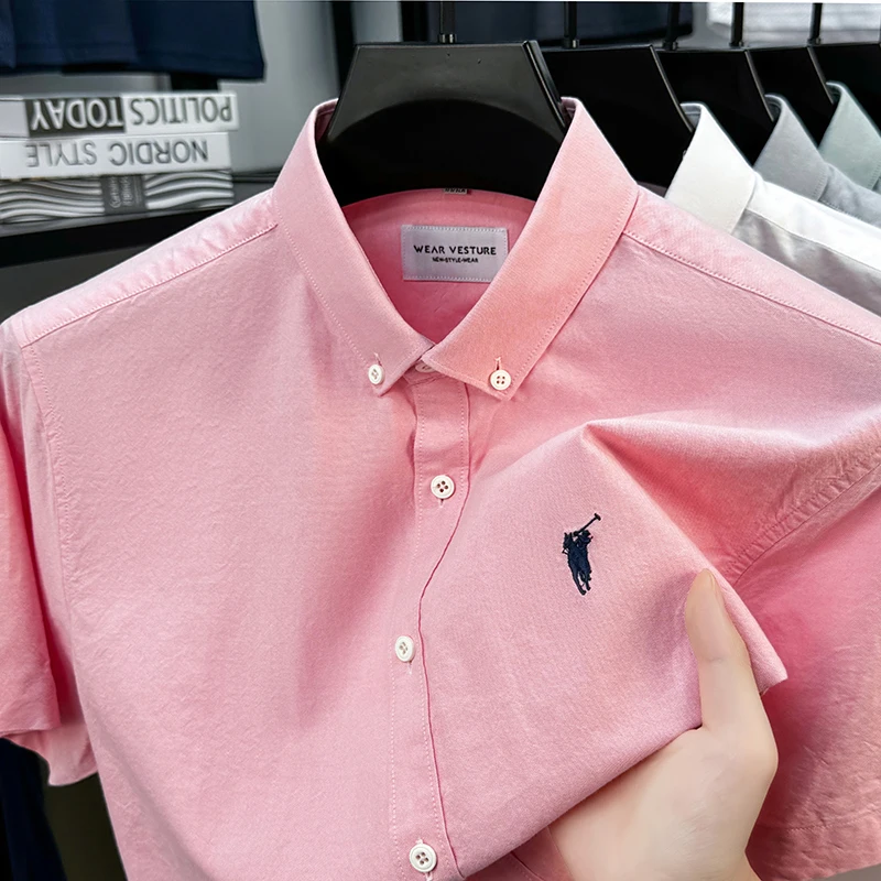 Solid Color Cotton Embroidered Small Horse Logo Shirt, Men's Short Sleeved Casual Versatile High-end Spring and Autumn Shirt
Solid Color Cotton Embroidered Small Horse Logo Shirt, Men's Short Sleeved Casual Versatile High-end Spring and Autumn Shirt