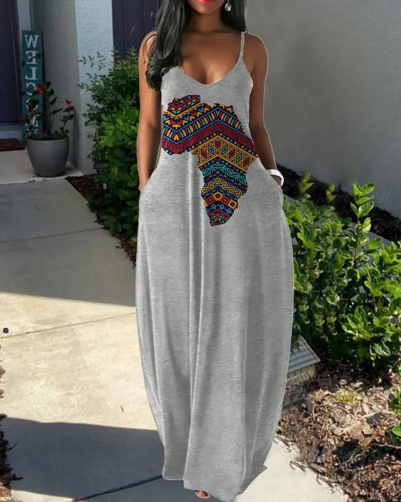Women's African Ethnic Print Maxi Dress Summer Sleeveless V-neck Casual Loose Suspender Skirt Retro Bohemian Style Party Wear
Women's African Ethnic Print Maxi Dress Summer Sleeveless V-neck Casual Loose Suspender Skirt Retro Bohemian Style Party Wear