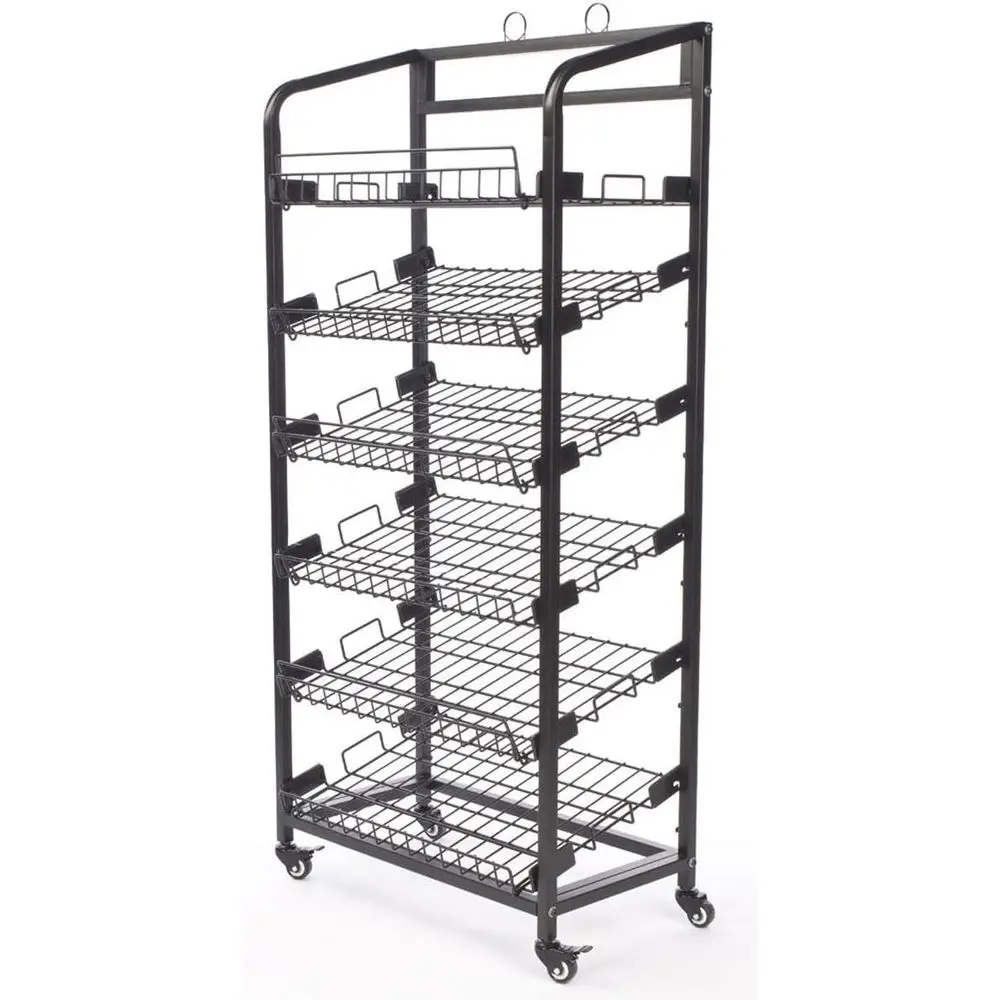 Baker's Rack with Six Wire Shelves and Wheels, Black
Baker's Rack with Six Wire Shelves and Wheels, Black