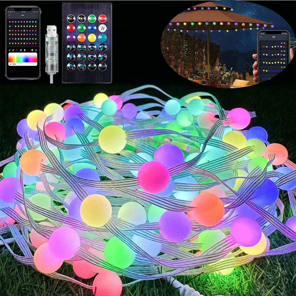 33ft Led String RGB Light Smart Outdoor Festoon Party Leather Line Bluetooth Music Lamp String Fairy Lights Holiday Lighting
33ft Led String RGB Light Smart Outdoor Festoon Party Leather Line Bluetooth Music Lamp String Fairy Lights Holiday Lighting