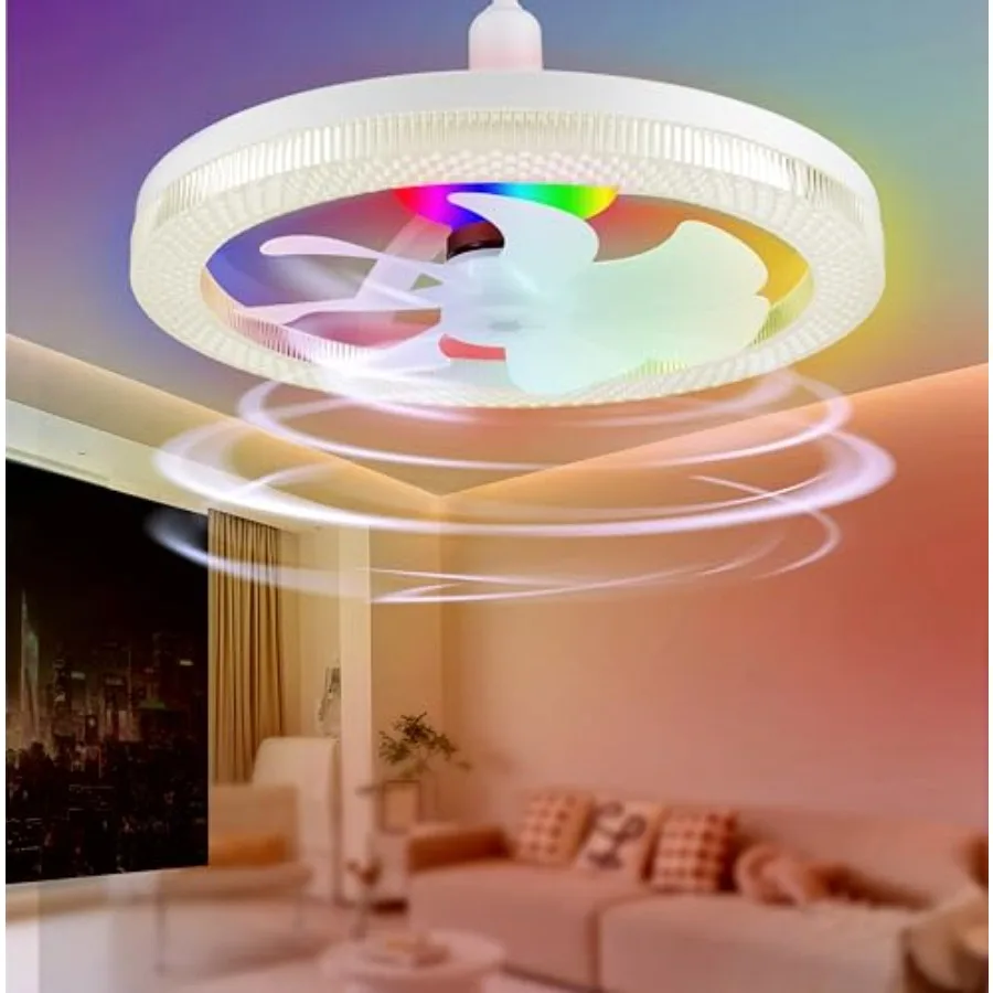 2 in 1 RGB Ceiling Fans with Lights, 14" Dimmable Ceiling Fan Light with 3000K-6500K/40W, Modern Flush Mount RGB Ceiling Fan Li
2 in 1 RGB Ceiling Fans with Lights, 14" Dimmable Ceiling Fan Light with 3000K-6500K/40W, Modern Flush Mount RGB Ceiling Fan Li