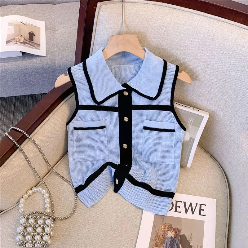 Women Sleeveless Polo Neck Tank Top Summer Korean Fashion Vintage Crop T-shirt Casual Pullover
Women Sleeveless Polo Neck Tank Top Summer Korean Fashion Vintage Crop T-shirt Casual Pullover