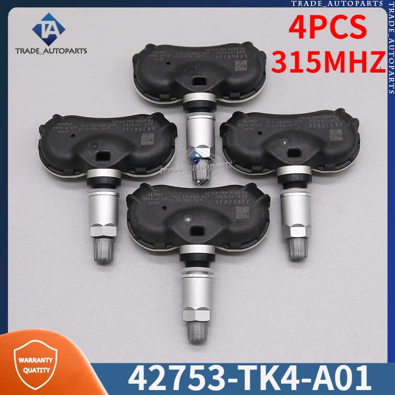 42753-TK4-A01 42753-TK4-A010-M1 TPMS 315MHZ For 2010 2011 2012 2013 Acura ZDX TL 2014 2015 RLX Tire Pressure Monitor Sensor 4PCS 
42753-TK4-A01 42753-TK4-A010-M1 TPMS 315MHZ For 2010 2011 2012 2013 Acura ZDX TL 2014 2015 RLX Tire Pressure Monitor Sensor 4PCS