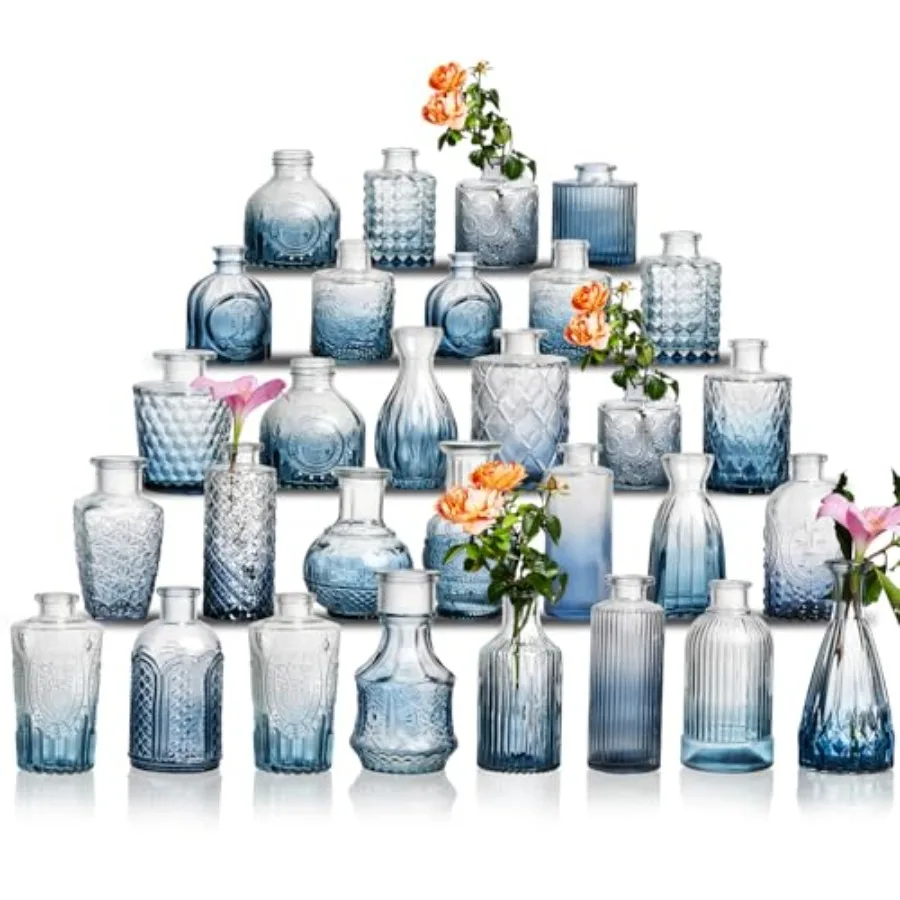 Glass Bud Vase Set of 30 - Small Vases for Flowers in Bulk - Assorted Vintage Crystal Vases for Flowers, Table Centerpieces
Glass Bud Vase Set of 30 - Small Vases for Flowers in Bulk - Assorted Vintage Crystal Vases for Flowers, Table Centerpieces
