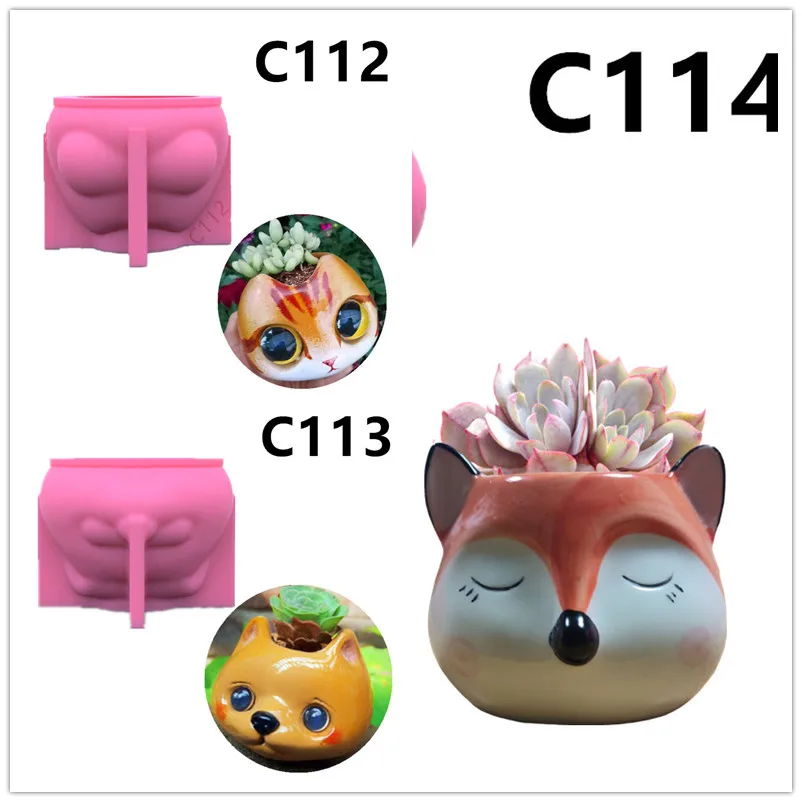 Cute Kitten Dog Fox Succulent Flower Pot Ashtray Pen Holder Silicone Mold Scented Molds For Gypsum and Concrete Stone Carving Ar
Cute Kitten Dog Fox Succulent Flower Pot Ashtray Pen Holder Silicone Mold Scented Molds For Gypsum and Concrete Stone Carving Ar