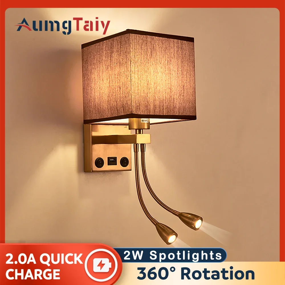 Modern Nordic Wall Lamp with E27 2.0 USB Port 2 Spotlights Led Lights for Home Decor Bedside Bedroom Reading Living Room Hotel
Modern Nordic Wall Lamp with E27 2.0 USB Port 2 Spotlights Led Lights for Home Decor Bedside Bedroom Reading Living Room Hotel