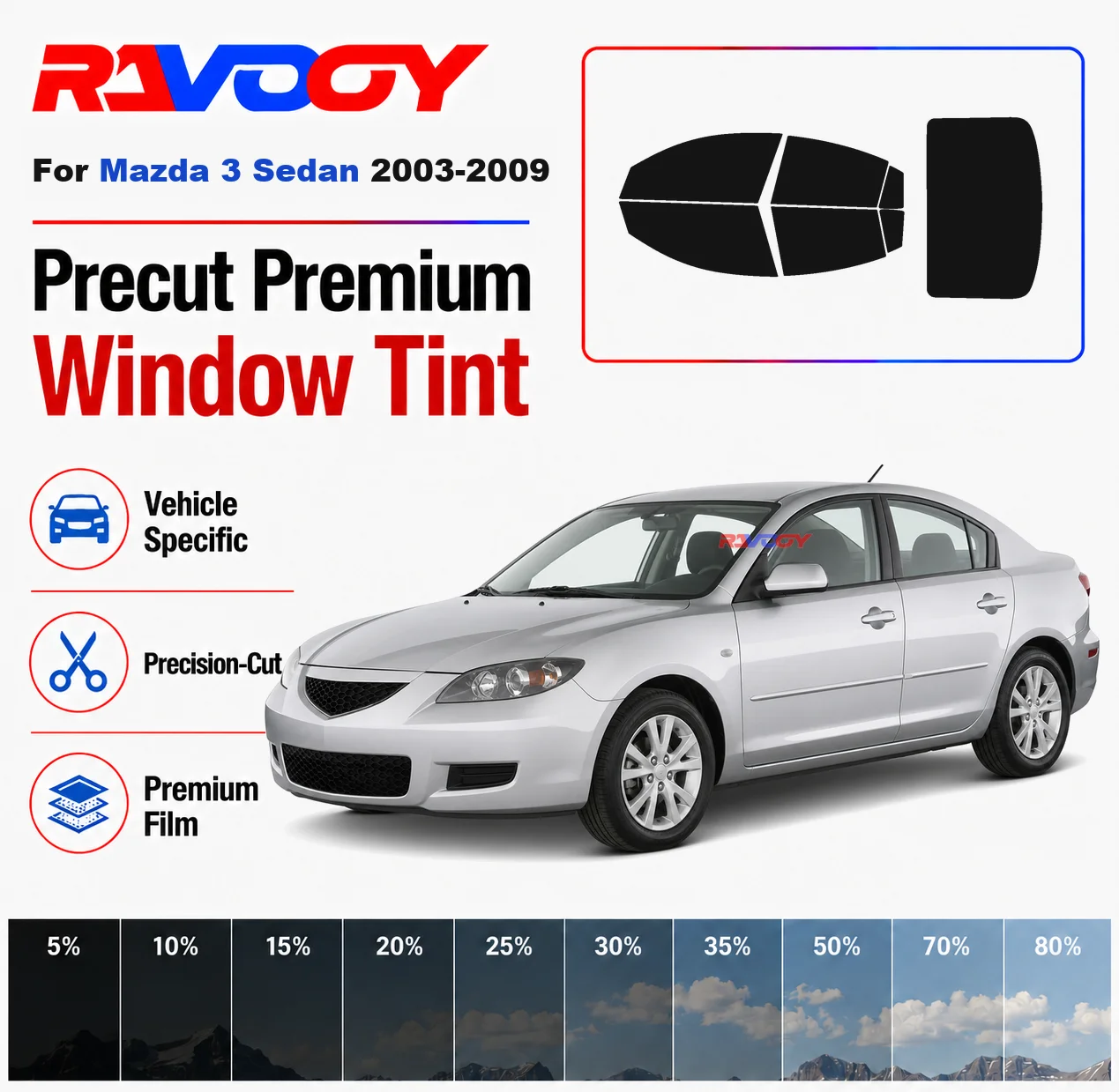 Premium Precut Window Tint Kit Front Rear Windows Rear Windshield For Mazda 3 Sedan 2003-2009 Complete Set Nano Ceramic Film
Premium Precut Window Tint Kit Front Rear Windows Rear Windshield For Mazda 3 Sedan 2003-2009 Complete Set Nano Ceramic Film