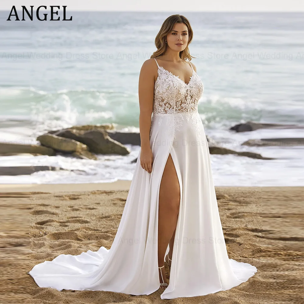 ANGEL Boho Wedding Dresses Plus Size High Split vestidos de novia 2024 Sexy V-Neck Spaghetti Straps Bridal Party Custom Made
ANGEL Boho Wedding Dresses Plus Size High Split vestidos de novia 2024 Sexy V-Neck Spaghetti Straps Bridal Party Custom Made