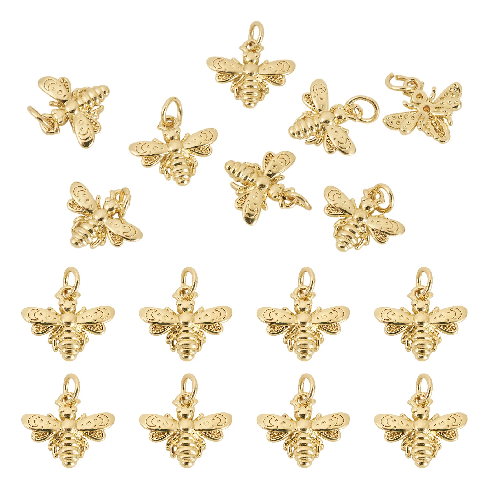 8pcs Brass Bees Charms with Jump Ring Gold Plated for Making DIY Jewelry Necklace Eerring Bracelet Supplies Cute Style
8pcs Brass Bees Charms with Jump Ring Gold Plated for Making DIY Jewelry Necklace Eerring Bracelet Supplies Cute Style