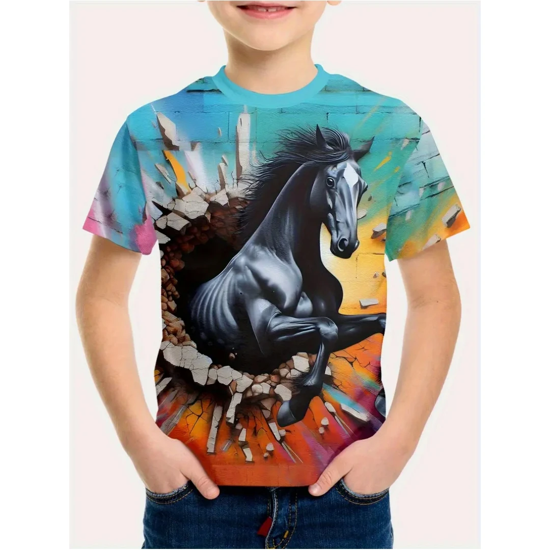 2025 Kids Clothes Cartoon Horse Pattern Top T-Shirts Fashion Short Sleeve O-Neck Girl Clothing Round Neck T-Shirts for Children
2025 Kids Clothes Cartoon Horse Pattern Top T-Shirts Fashion Short Sleeve O-Neck Girl Clothing Round Neck T-Shirts for Children
