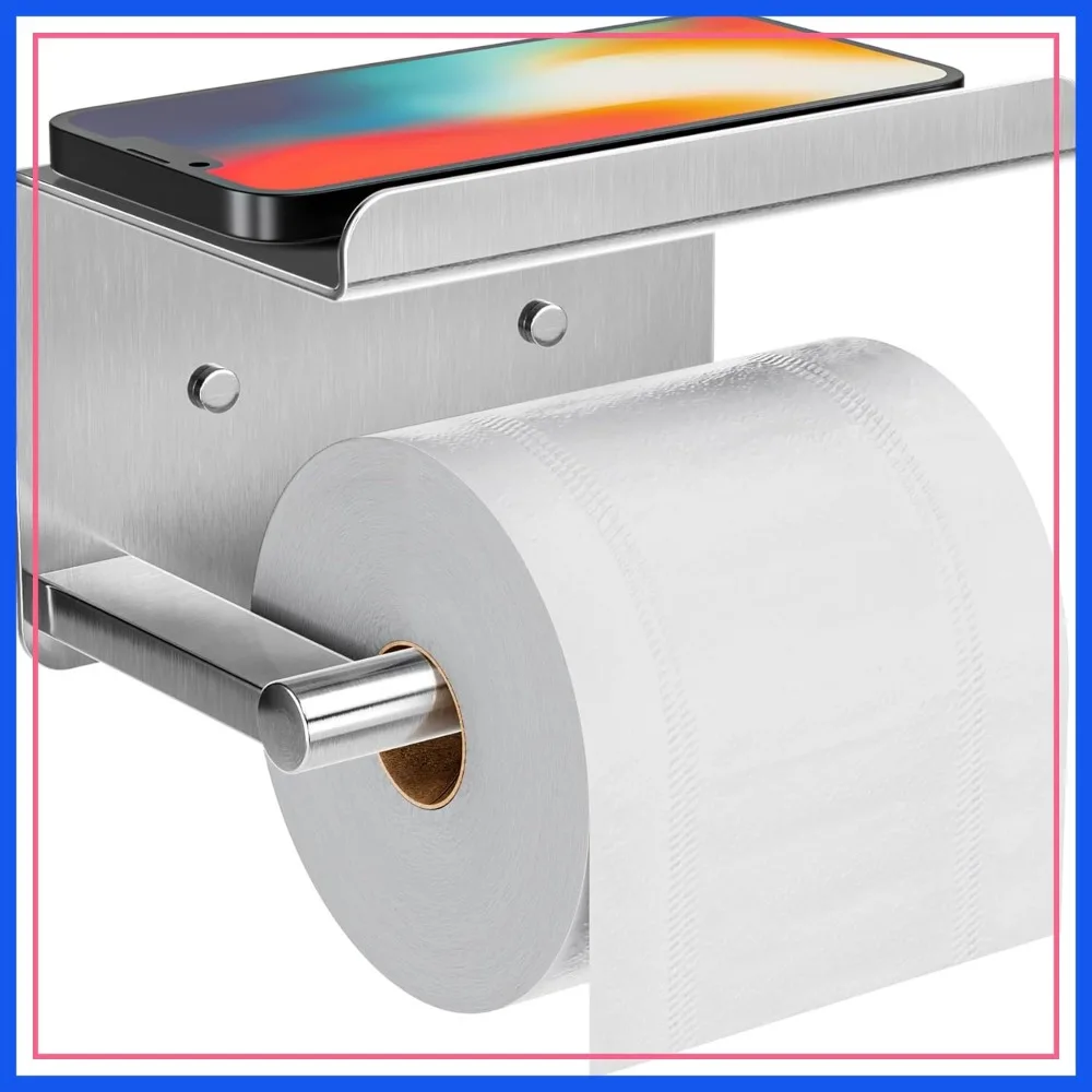Self-Adhesive Toilet Paper Roll Holder with Shelf - Wall Mount or Adhesive, Stainless Steel, Chrome for Bathroom
Self-Adhesive Toilet Paper Roll Holder with Shelf - Wall Mount or Adhesive, Stainless Steel, Chrome for Bathroom