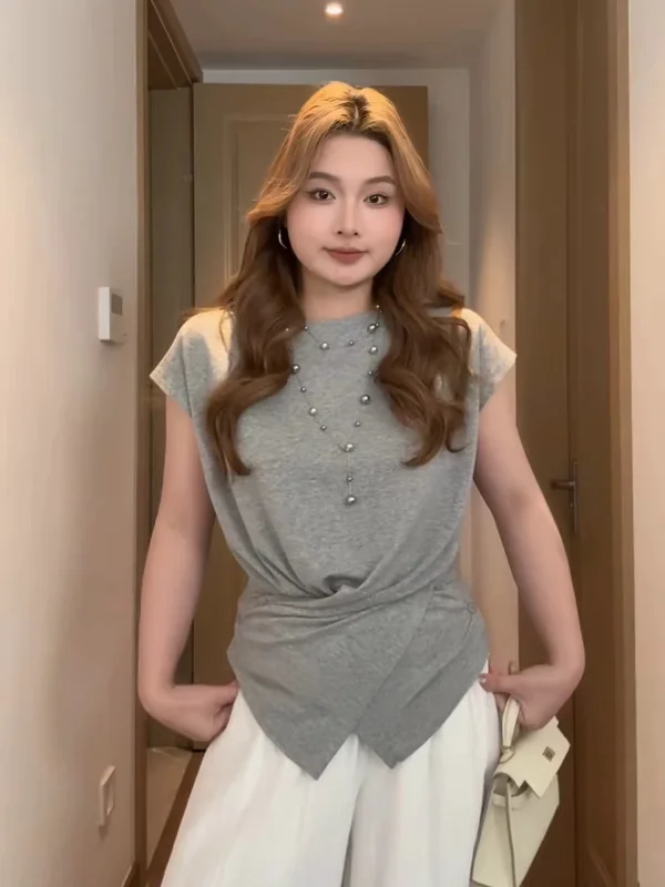 plus Size Women's Korean Style Cross Asymmetrical Short Sleeve T-Shirt Slim Fit Spring New Fashion Casual round Neck Top
plus Size Women's Korean Style Cross Asymmetrical Short Sleeve T-Shirt Slim Fit Spring New Fashion Casual round Neck Top