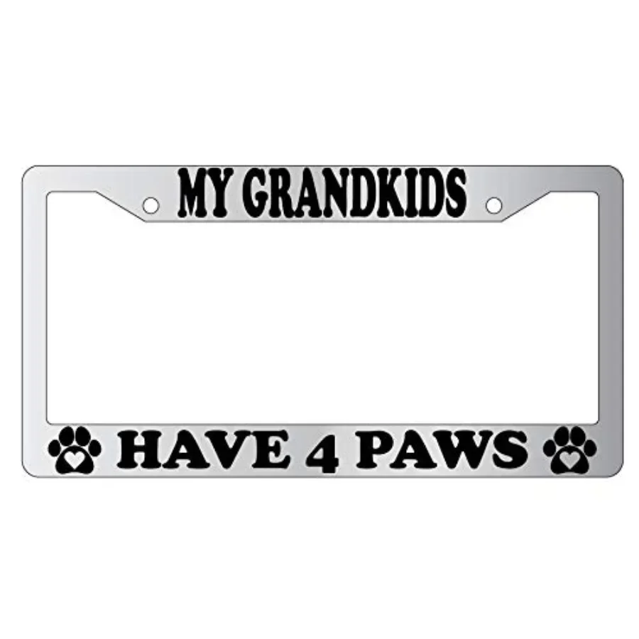 My Grandkids Have 4 Paws Chrome Plastic License Plate Frame DG
My Grandkids Have 4 Paws Chrome Plastic License Plate Frame DG