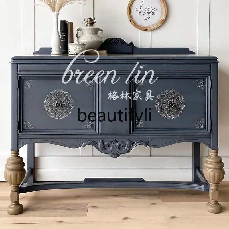 French retro solid wood porch chest cabinet foyer side cabinet living room decorative partition shoe cabinet1225
French retro solid wood porch chest cabinet foyer side cabinet living room decorative partition shoe cabinet1225