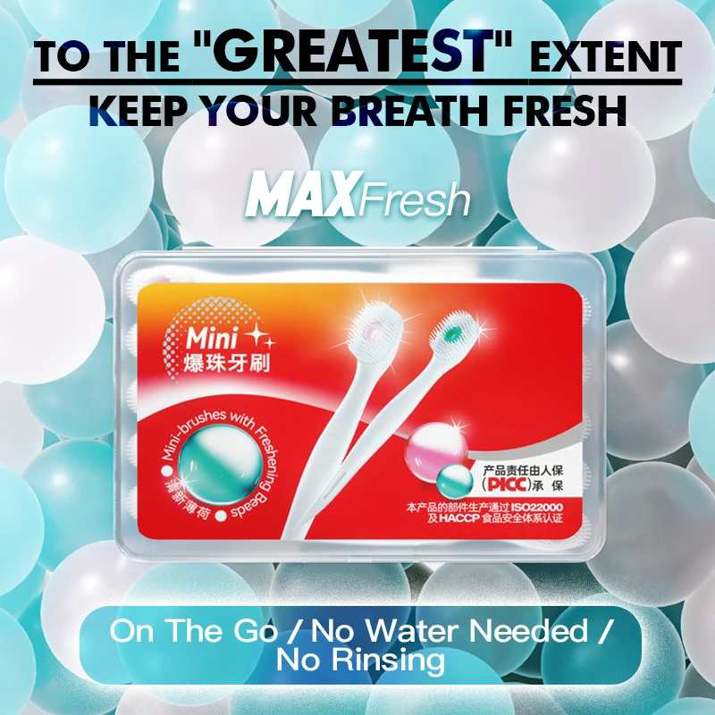 20pcs Portable Mini Toothbrush, No Water Travel Brushes with Oral Cleaning Liquid and Nice Flavor Bead
20pcs Portable Mini Toothbrush, No Water Travel Brushes with Oral Cleaning Liquid and Nice Flavor Bead