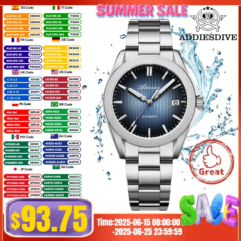 ADDIESDIVE New 2025 Automatic Mechanical Watch BGW9 Blue Luminous 20Bar Waterproof Sapphire Japan NH35A Watch For Man AD2080
ADDIESDIVE New 2025 Automatic Mechanical Watch BGW9 Blue Luminous 20Bar Waterproof Sapphire Japan NH35A Watch For Man AD2080