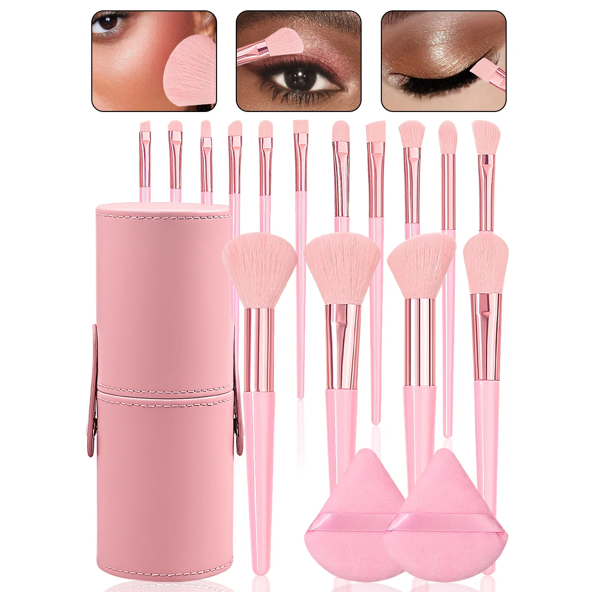 18PCS portable travel makeup tool set, 15 pink makeup brushes, 2PCS cotton triangular makeup powder puff, pink makeup bucket
18PCS portable travel makeup tool set, 15 pink makeup brushes, 2PCS cotton triangular makeup powder puff, pink makeup bucket