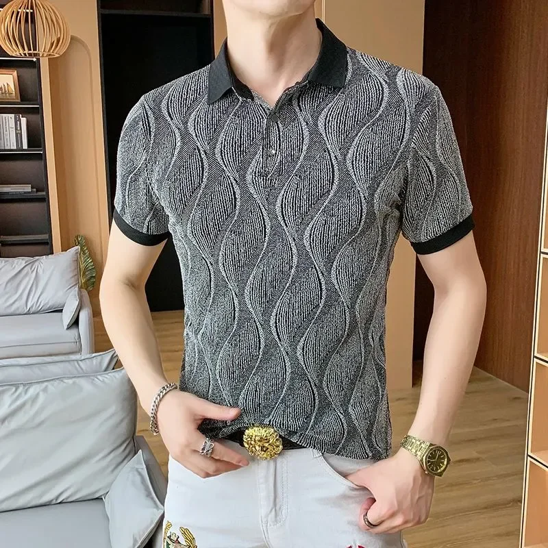 Men's Slim Fit Wave Textured Polo Shirt Short Sleeve Ice Silk Breathable Turn-down Collar Casual Summer Top
Men's Slim Fit Wave Textured Polo Shirt Short Sleeve Ice Silk Breathable Turn-down Collar Casual Summer Top