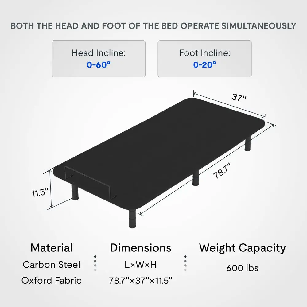 Twin XL Adjustable Bed Frame Base with 10 Inch Gel Memory Foam Mattress, Simultaneous Head amp Foot Incline, Viscose from Bambo
Twin XL Adjustable Bed Frame Base with 10 Inch Gel Memory Foam Mattress, Simultaneous Head amp Foot Incline, Viscose from Bambo