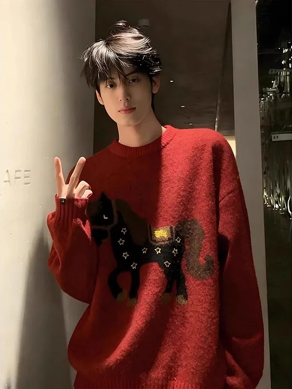 Красный вязаный свитер мужской, новинка, зимний, теплый, свободный, повседневный, универсальный, комфортный, мягкий, с анималистическим принтом
Красный вязаный свитер мужской, новинка, зимний, теплый, свободный, повседневный, универсальный, комфортный, мягкий, с анималистическим принтом