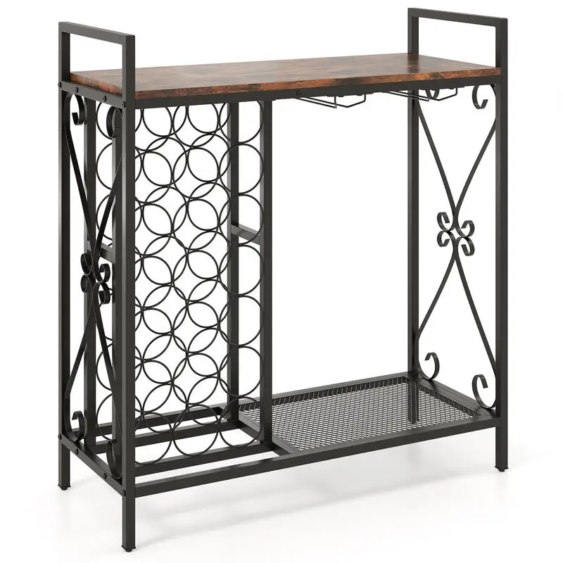 21 Bottle Wine Rack Freestanding Floor Wine Bottle Organizer with Glass Holder-Rustic Brown
21 Bottle Wine Rack Freestanding Floor Wine Bottle Organizer with Glass Holder-Rustic Brown