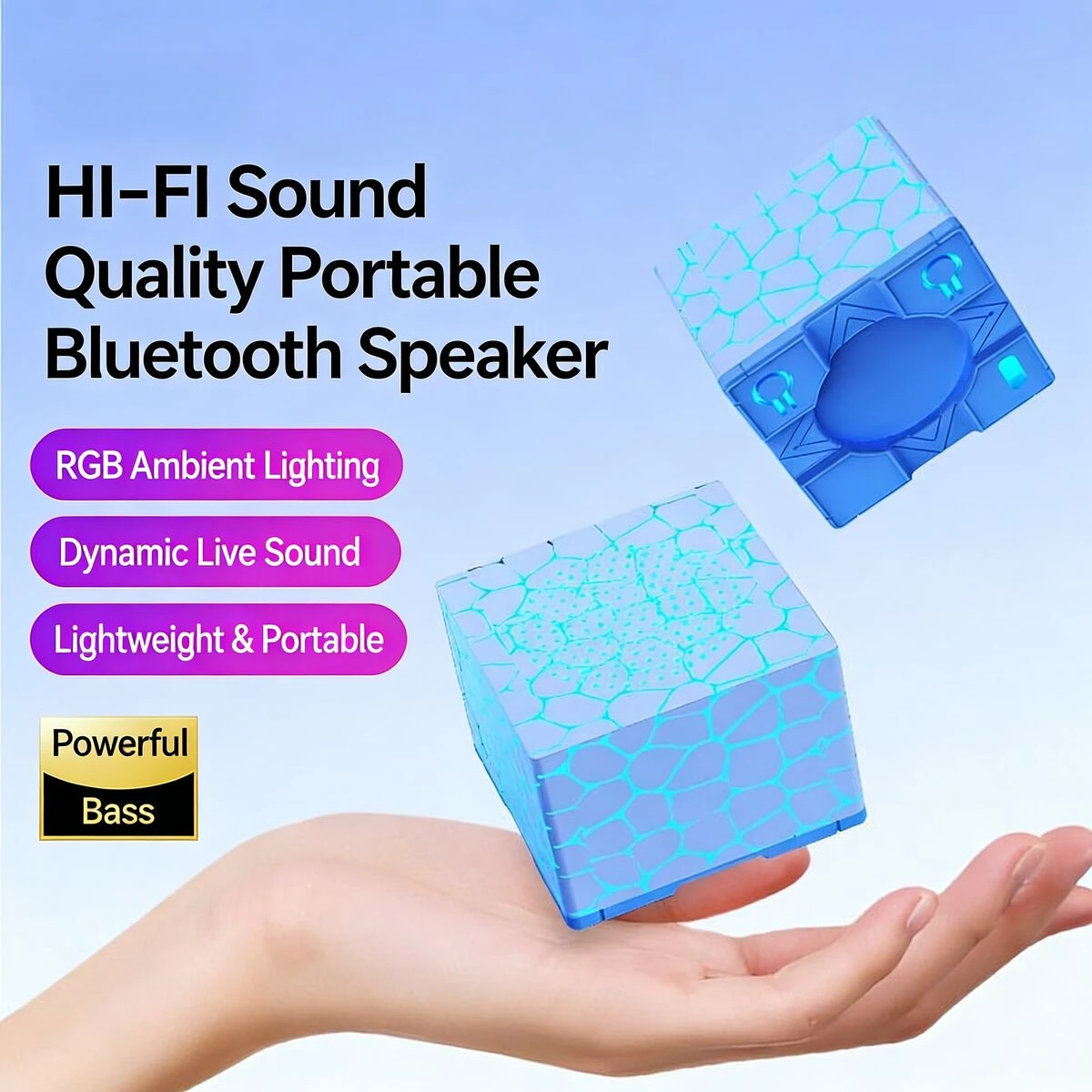 Creative Mini Square Bluetooth Speaker Portable Colorful RGB Light HiFi Stereo Wireless for Outdoor Music Android IOS Windows
Creative Mini Square Bluetooth Speaker Portable Colorful RGB Light HiFi Stereo Wireless for Outdoor Music Android IOS Windows