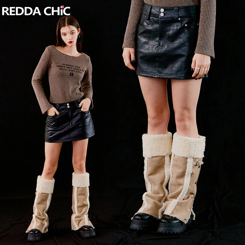 Пушистые Зимние гетры на флисовой подкладке ReddaChic, женские лоскутные сапоги, Обложка, без ног, длинные носки до колена Y2k, винтажная одежда
Пушистые Зимние гетры на флисовой подкладке ReddaChic, женские лоскутные сапоги, Обложка, без ног, длинные носки до колена Y2k, винтажная одежда