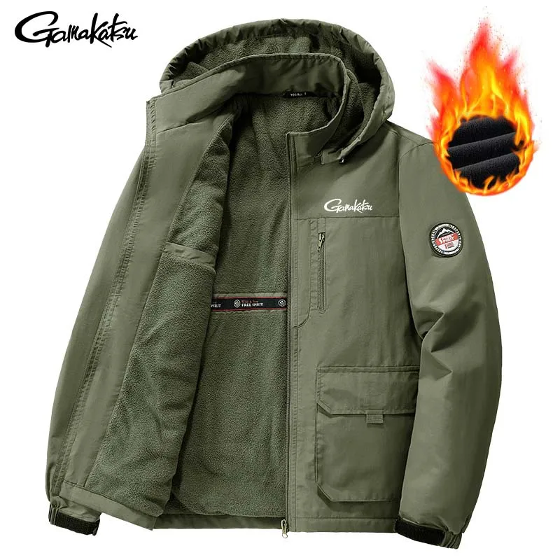 Gamakatsu Jacket Men Fishing Winter Plush Thickened Outdoor Removable Hood Windproof Waterproof Cotton Top Clothes
Gamakatsu Jacket Men Fishing Winter Plush Thickened Outdoor Removable Hood Windproof Waterproof Cotton Top Clothes