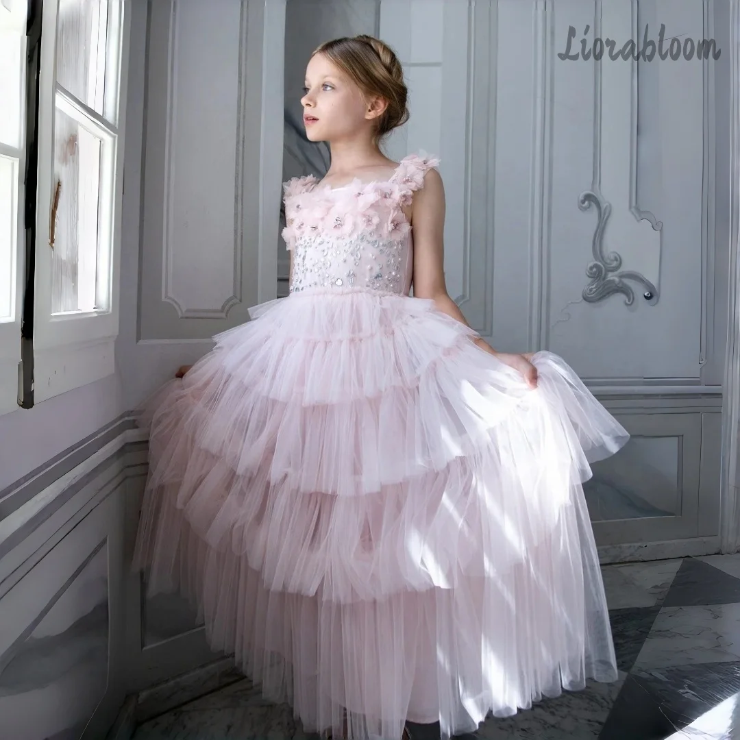 Girls' Tiered Tulle Gown Custom Multi-Color Long Dress Flower Embellished Flower Girl Attire Wedding Formal Wear свадебное плать
Girls' Tiered Tulle Gown Custom Multi-Color Long Dress Flower Embellished Flower Girl Attire Wedding Formal Wear свадебное плать