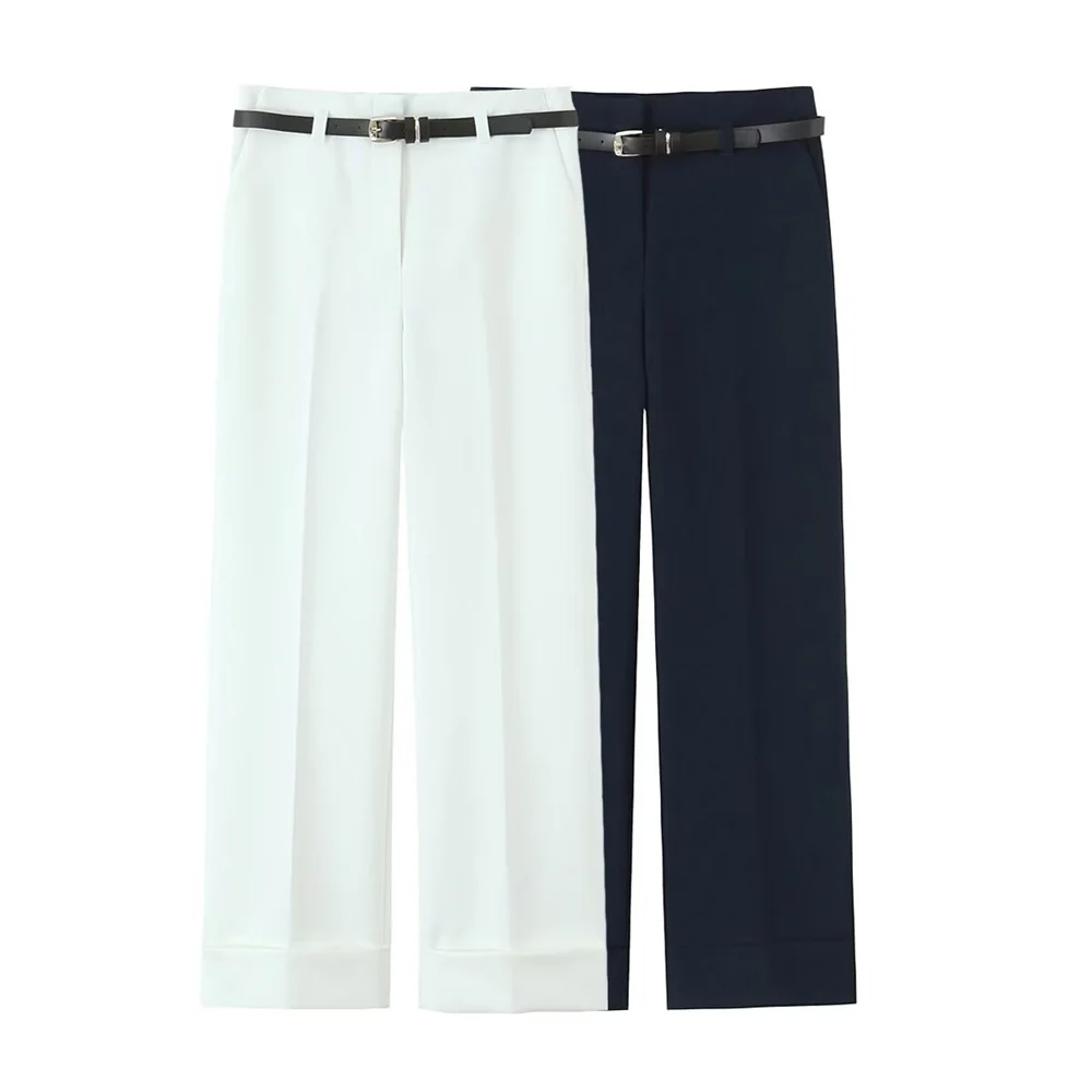 Taop&Za Summer New Women's Fashion High Waist Straight Tube Curled Edge Pants with Waist Belt Simple Casual Pants
Taop&Za Summer New Women's Fashion High Waist Straight Tube Curled Edge Pants with Waist Belt Simple Casual Pants