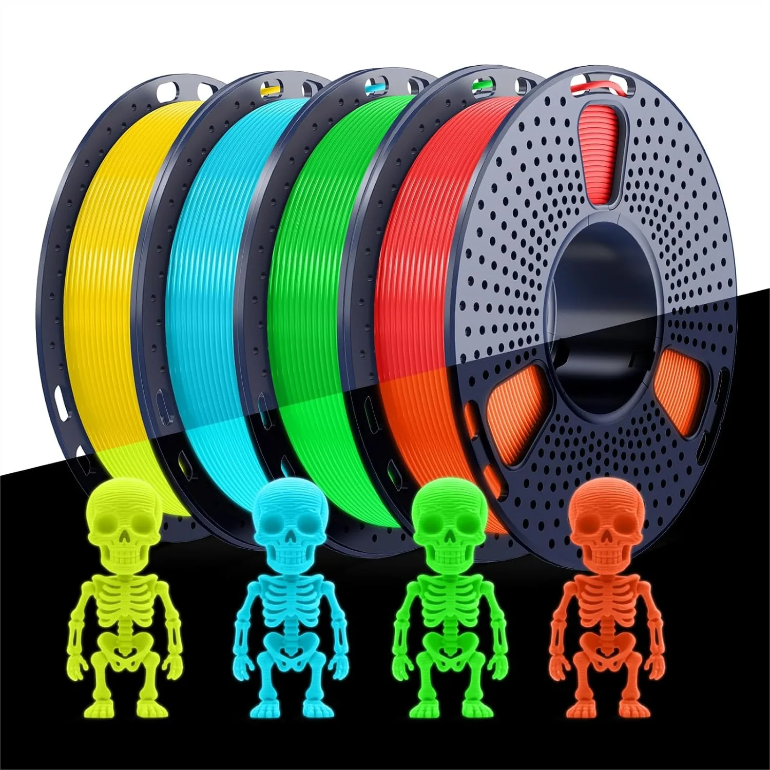 Glow PLA Filament 1.75mm Bundle, 4 Colors 250g Each, Glow-in-the-Dark 3D Printer Filament with Vacuum Packaging
Glow PLA Filament 1.75mm Bundle, 4 Colors 250g Each, Glow-in-the-Dark 3D Printer Filament with Vacuum Packaging