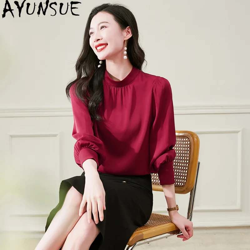 91.8% Silk Pullover Blouses for Woman Elegant Long Sleeve Tops for Woman Solid Commuting Blouse Spring Woman Clothing 2026 블라우스
91.8% Silk Pullover Blouses for Woman Elegant Long Sleeve Tops for Woman Solid Commuting Blouse Spring Woman Clothing 2026 블라우스